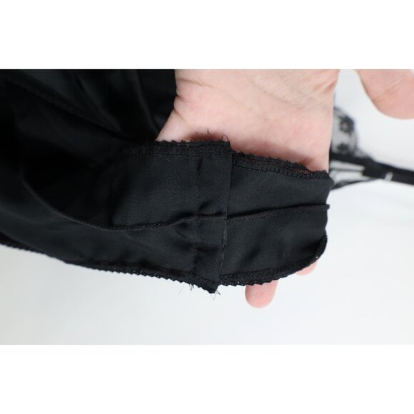 Deadstock Vintage 90s Womens L Lace Silky Snap Crotch Romper Lingerie USA Black - Picture 10 of 16